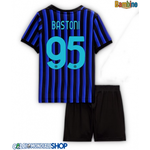 Maglie da calcio Inter Milan Alessandro Bastoni #95 Prima Maglia Bambino 2025-26 Manica Corta + Pantaloni corti)
